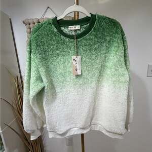 Green and White Ombre Pull Over Sweater Small